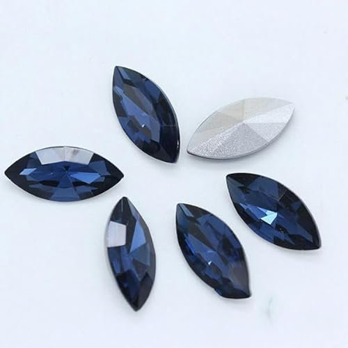 Glaskristalle mit spitzer Rückseite, Strasssteine, vereitelt, ausgefallene Steine für Schuhe, Kleidungsstücke, Kopfschmuck, Schmuckherstellung, Montana, 4 x 15 mm, 20 Stück