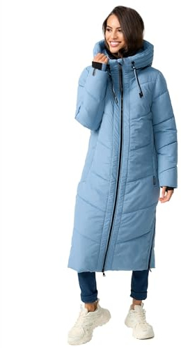 MARIKOO Damen Winterjacke Wintermantel Parka lange Winter Stepp Jacke B979 [B979-Nadar-Powder-Blue-Gr.S]