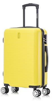 CELIMS - Valise Cabine 55x35x25 Rigide ABS Légère | Bagages Cabine Avion Enfant et Adulte pour Week-End et Déplacements d’Affaires | Jaune