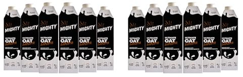 Mighty Ultimate Oat Milk Barista Edition, (12x1L Cartons), Crafted for Coffee & Tea, Plant-Based, Dairy Free, UHT Oat Drink