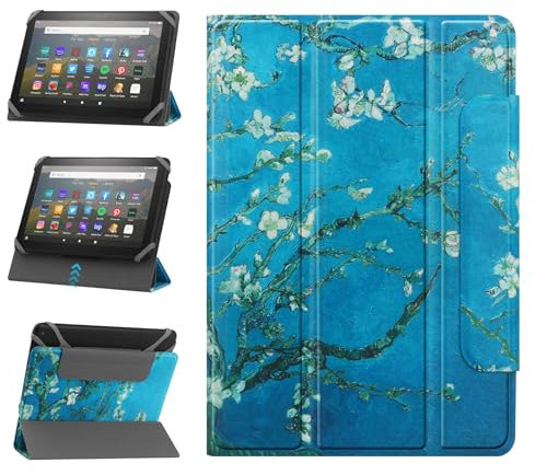HoYiXi Custodia universale per 7-8 pollici Samsung Galaxy Lenovo Fire Android Tablet Cover protettiva regolabile in due posizioni con supporto Pieghevole - fiore