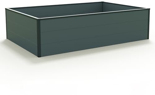 GFP HALFSIZE Aluminium Hochbeet - Platzsparendes & Stabiles Gartenbeet in Anthrazit - 150 x 99 x 39 cm - Ideales halbhohes Modell für Familien-Gartenspaß