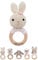 wunderwunsch® - Personalisierter Beißring Baby - Niedlicher Greifling für Baby's ab 0 Monate - Babyrassel mit Name als Baby Geschenk für Mädchen und Jungen (Hase gestreift rosa,mit Gravur)