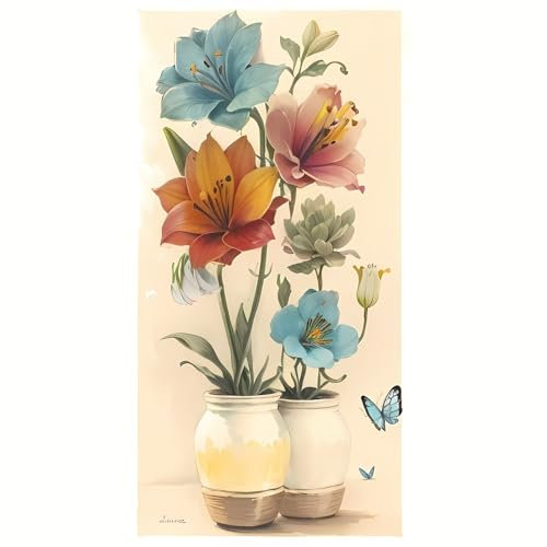 Jvyaeen Diamond Art Painting Kits,Pot Plants Diamond Painting for Adult Full Drill Canvas Paint by Numbers Kids Embroidery Cross Stitch Pictures Art and Crafts Home Wall Decoration 16x48 inch-D188