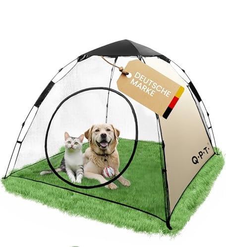 Tierlaufstall – Welpenauslauf/Katzengehege Outdoor, Welpenlaufstall XXL, Laufstall für Hund und Katze, reißfestes Mesh, Abnehmbarer Sonnenschutz, Pop-up System, Katzenzelt Outdoor