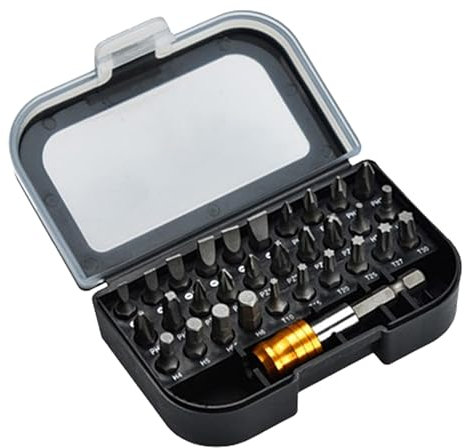 31 Piezas Juego de Puntas Para Destornillador de Acero al Carbono, Juego de Puntas de Llave de Impacto Reutilizables, con Varilla de Extensión, para Todos Los Mangos y Taladro Eléctrico (Negro)
