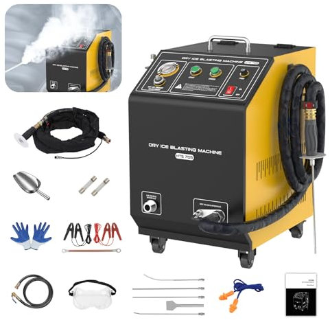 QPKING Macchina per sabbiatura con Ghiaccio Secco HTS705 Detergente DE-Carbon con Ghiaccio Secco con 4 ugelli per sabbiatura con Ghiaccio per Olio Motore, ruggine, valvola di aspirazione 110 V/220 V