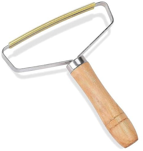 Eastrise Double Carpet Scraper,Lint Remover,Manual Brush Tool Shaver Clothes Fuzz Roller with Wooden Handle for Pet Hair,Fuzz(1 PC)