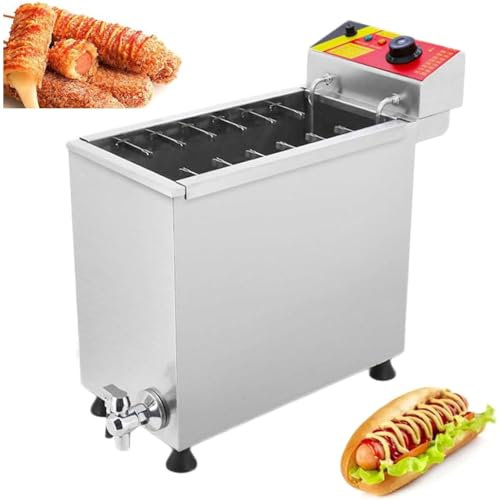 RayGenius Friggitrice del Bastone del Cane del Formaggio, Creatore del Bastone del Cane Caldo del Formaggio Di Grande Capacità, Friggitrice Commerciale Elettrica Industriale.