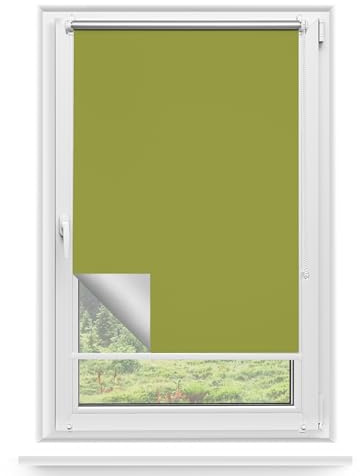 Rettika Verdunkelungsrollo ohne Bohren, für Fenster, Breite 40 cm, Höhe 120 cm, Grün Farbe, Klemmfix Montage, Jalousien Fenster, Fenster rollos für innen, Klemmrollo