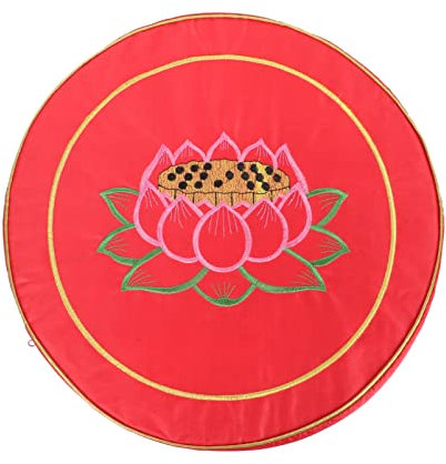 Happyyami Meditationskissen 14 Zoll Meditationsbodenkissen Runde Sitzkissen Für Yoga Zafu Traditionelles Tibetisches Meditationskissen Großes Yoga-Nackenkissen Rot
