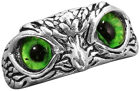 Montesy Ring mit niedlichen Augen, Eulenring, größenverstellbar, für Damen und Herren, Hochzeitszubehör, Vintage-Stil, silberfarben, offener Ring