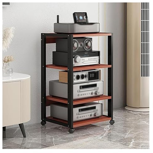 BYZOMU 4/5/6/7-stufiges Medienständer-Komponenten-Stereo-Rack, Home-Office-Theater-Küchen-Videoturm-Ausrüstung, Aufbewahrungseinheit For Plattenspieler-Receiver, Regal For Spielekonsole