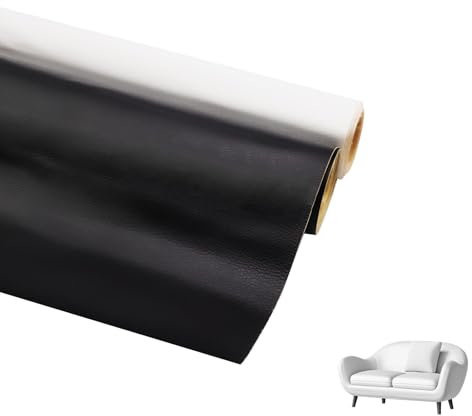 KLEHOPE Kunstleder Selbstklebend, 2 Stück Lederreparaturset Schwarz, 140 X 30 cm Reparaturset für Kunstleder, für Sofakissen, Autoinnenräume, Sitzlehnen(Schwarz, Weiß)