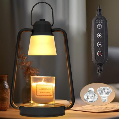 SicoVision Candle Warmer Lamp with Dimmer, No Flame Top-Down Candle Melting Vintage Fragrance Candle Lamp, Home Scented Jar Candles Decor Gifts, with 2 Bulbs