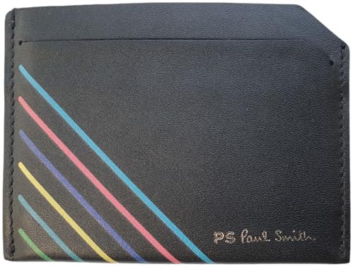 Paul Smith Porte-cartes de crédit en cuir noir 'Sports Stripe', Noir , Taille unique, Contemporain