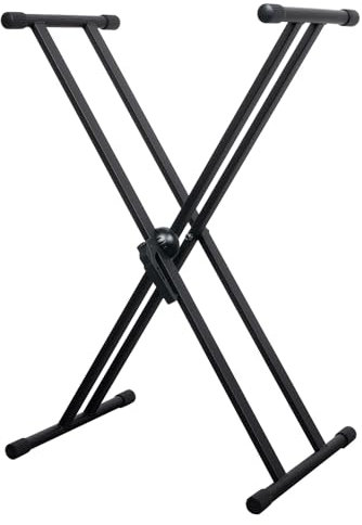 Vonyx KBS03 - Supporto Porta Tastiera Stand in Acciaio con Doppio X-Frame Resistente, Altezza Regolabile, Chiusura Rapida e Punte Antiscivolo, Ideale per Giocatori di Pianoforti e Tastiere Musicali