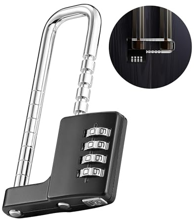 Lpraer Heavy Duty Combination Password Padlock Locker Long Shackle 4-Digit Lock Reset Weatherproof keyless Combo Lock Suitable for Outdoor Home School Gym Sports Fences Garage Cabinet Door