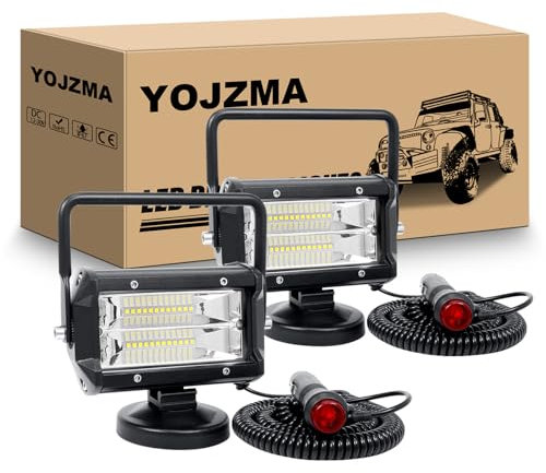 YOJZMA 2 Stück 5 Zoll 72W LED-Nebelscheinwerfer mit Magnetsockel, 12V 24V Flutlicht IP67 Wasserdicht Offroad-Beleuchtung LED-Arbeitsscheinwerfer für Auto SUV ATV Traktor Boot LKW 4x4 Camping