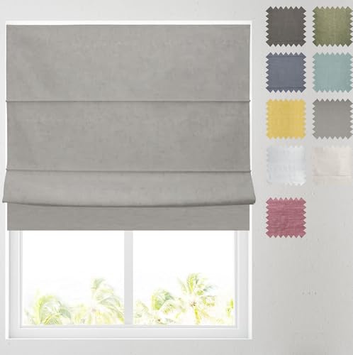Barnes Blinds - Linen Look Blackout Lined Roman Blind - choice of standard or deluxe headrail - Choice of Deluxe or Standard Headrail - Durable Fittings Easy Fit (Grey 3ft (91.5cm))