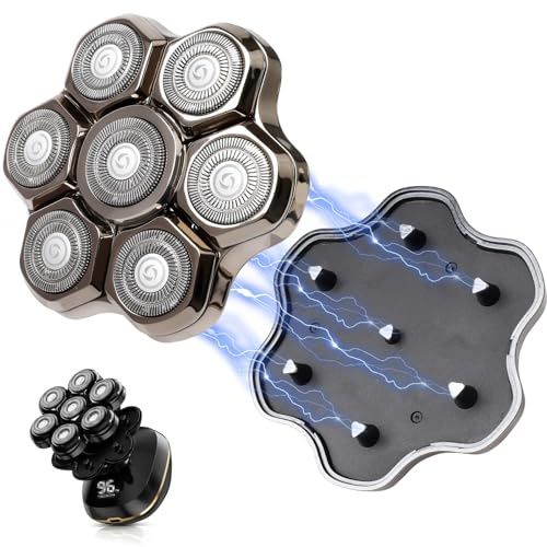 Head Shaver for Bald Razor Men, Razor Head with 7D Magnetic Shaving Heads, Replacement Blade, Beard Cutter for Head Shaver, Wet/Dry Razor, Bald Men (Silver)