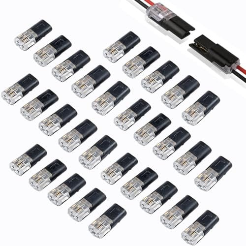 30PCS Conectores de Cable de Coche Impermeables de 2 Pines, Conector Rápido de 12V para Cables de 18-22 AWG, Conector de Cable, para Vehículos y Aplicaciones Externas
