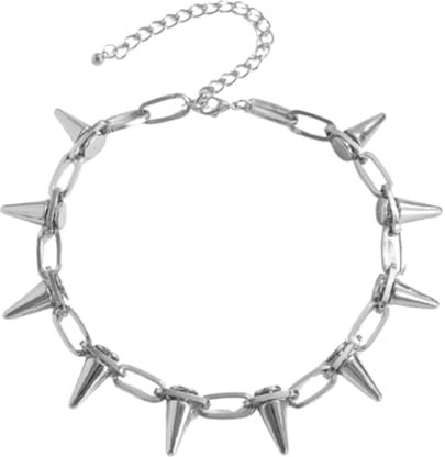 Fc'Noqgn Hip Hop Halskette, Übertriebene Persönlichkeit Punk Nieten Halskette, Kugel Halskette Kragen Kette, Frauen Halskette Halskette, Punk Rock Halskette (Silber)