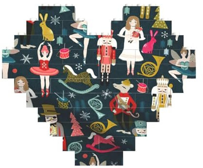 Nussknacker für Damen, Ballett, Weihnachten, Tanz, Baustein-Puzzle, herzförmig, personalisiertes Geschenk für Männer und Frauen