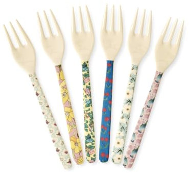 Rice Melamin Gabel 6er-Set - Show Your True Colors Print - Mehrfarbig Kindergabel Bruchsicher Campinggeschirr Melamingeschirr Kinderbesteck BPA-frei Länge: 14,5 cm