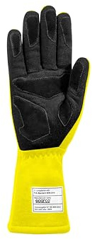Sparco Racing Land Handschuhe, weiche Innennähte, Handfläche mit Wildledereinsätzen, entspricht FIA 8856-2018, gerades Handgelenk, Größe 10, Gelb