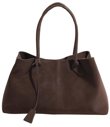 FJZFXKZL Wildleder Handtasche Damen, Hobo-Handtasche mit großer Kapazität, Retro-Geldbörse, Arbeitstasche, Reisehandtasche