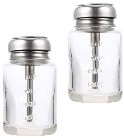 CRAFTHROU Lot de 2 Bouteilles en Verre Pressables 100ml Rechargeables pour Stockage Liquide Cosmétique, Matériau Verre Transparent, pour Doseur Bouteille Alcool