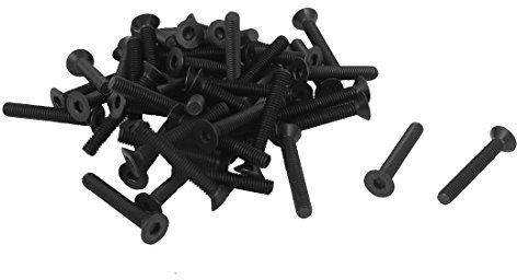 sourcing map 50 Stück M3 x 20mm Senkkopfschrauben Metrisch Flachkopfschrauben Senkkopfschrauben mit Innensechskant Schwarz