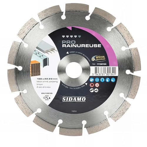 Disque diamant PRO RAINUREUSE D. 150 x 22,23 x H 10 mm Béton/béton armé - 11130133 - Sidamo