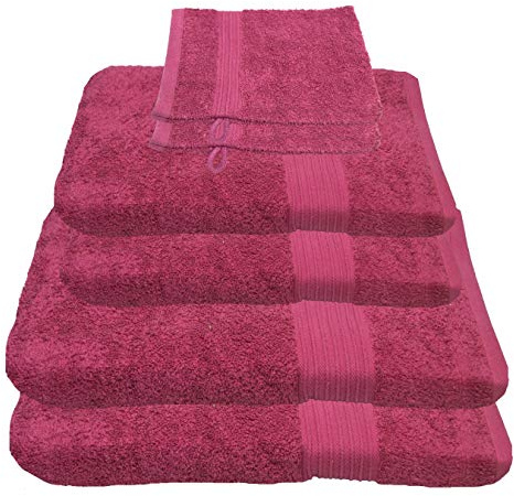 Julie Julsen 6 TLG Handtuchset 2 Badetücher 2 Handtücher + 2 Waschhandschuhe gratis Reine Baumwolle über 30 Farben Pink