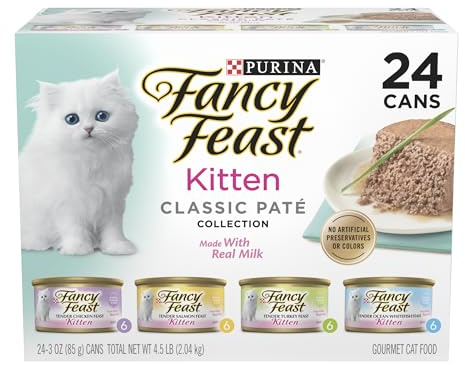 Purina Fancy Feast Tender Ocean Whitefish, Turkey, Chicken and Salmon Feasts Wet Kitten Food Variety Pack - (Pack of 24) 3 oz. Boxes