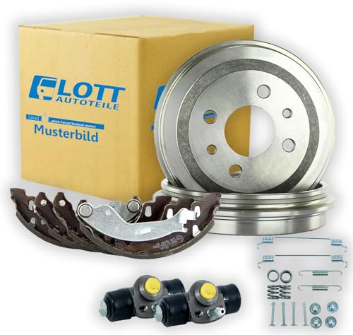 2 Bremstrommeln + Bremsbacken + Zylinder + Zubehör hinten