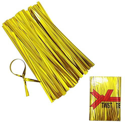 Corbatas giratorias, 800 unidades de 4 en metal trenzado, lazos de aluminio para jardinería, horneado, fiestas, bolsas de regalo (dorado)