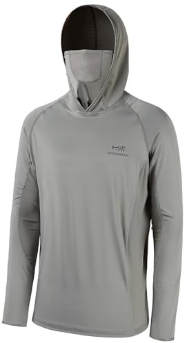 Bassdash UPF 50+ Camisa de Pesca de Manga Larga para Hombre con máscara UV Cuello Polaina con Capucha