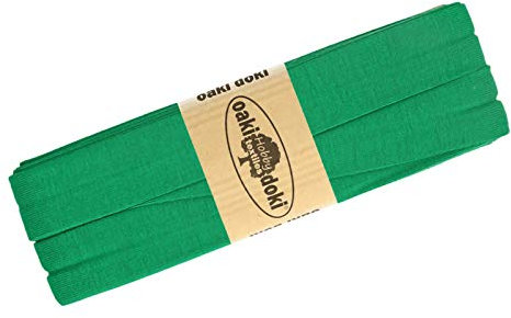 Schrägband Jersey 3m Breite 20mm Oaki Doki Tricot de Luxe Einfassband elastisch über 80 Farben, Farbe:smaragdgrün