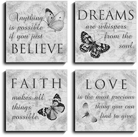 BuukStore® Poster Set - 4 stilvolle Motivations Bilder 30x30 | Leinwandbilder | GERAHMT AUSHÄNGEFERTIG | Bilder Set I Kunstdruck modern I Wand Deko I schwarz weiß grau