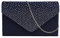 MEGAUK Damen Glitzer Clutch Satin Strass Unterarmtasche mit Abnehmbare Kette für Hochzeit Wedding Ball Bankett Prom Party, Dunkelblau