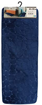 Tendance - Tapis memoire de forme microfibre galet 45x120 cm - bleu marine