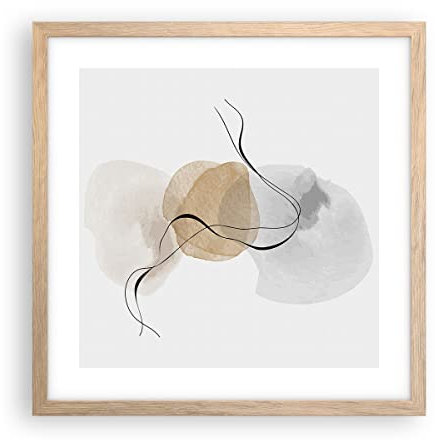 Poster Rahmen helle Eiche Abstrakt minimalistisch Aquarell Deko 40x40cm Wandposter Wandbilder Dekoration Wohnzimmer Schlafzimmer Küche Wanddeko Bild Wand Kunstdruck Modern Wall Art P2NAC40x40-4827