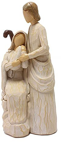 Bzwyonst Heilige Familie Statuen Jesus Maria katholische religiöse Figur Heimdekoration für Weihnachtskrippe, Weiß