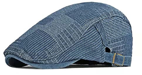 MUYAN Cotton Schirmmütze Damen Herren Jeans Flatcap Newsboy Cap für Frühjahr/Sommer Atmungsaktiv Barett Cap (Blau)