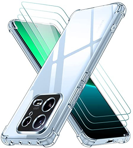 ivoler Klar Hülle für Xiaomi 13 mit 3 Stück Panzer Schutz Glas, Dünne Weiche TPU Silikon Transparent Stoßfest Schutzhülle Durchsichtige Kratzfest Handyhülle Case Cover