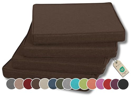 Gutekissen® Stuhlkissen Polsterauflage Auflage für Stühle/Bänke für Haus und Garten Sitzauflage Gartenkissen Sitzkissen viele Farben FK5 (40x40, Braun, 4)