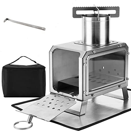 Solo camping wood stove Portable outdoor fireplace Compact wood stove for cooking, heating, camping, shelter…