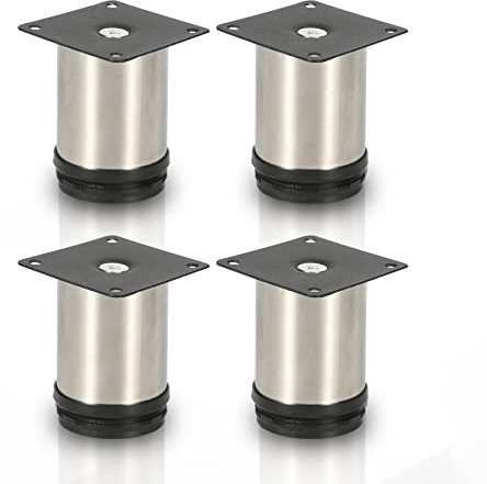 Gimisgu Edelstahl Möbelfüße 4er Set,Runde Möbelfuß Sockelfuß,Höhe 80mm,Höhenverstellbar:15mm,Belastbar bis 250 Kg,Geeignet für Sofa, Bett, Nachttisch, Schrank